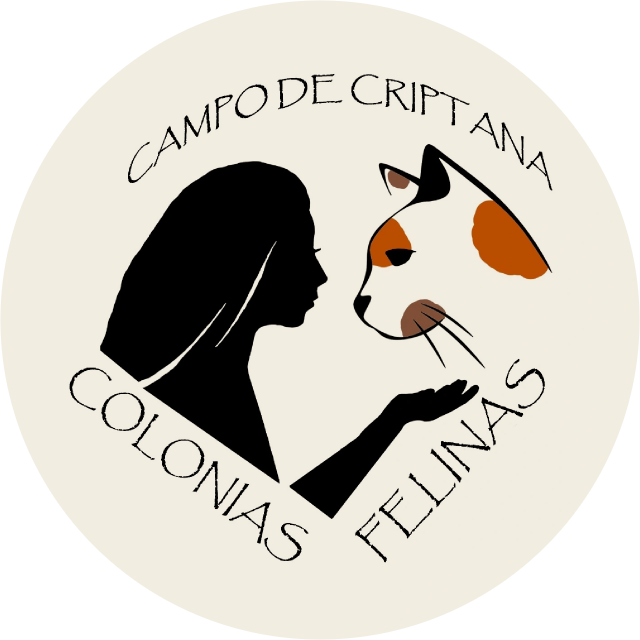 Logotipo de Colonias Felinas Campo de Criptana: una mujer ofrece la mano a un gato